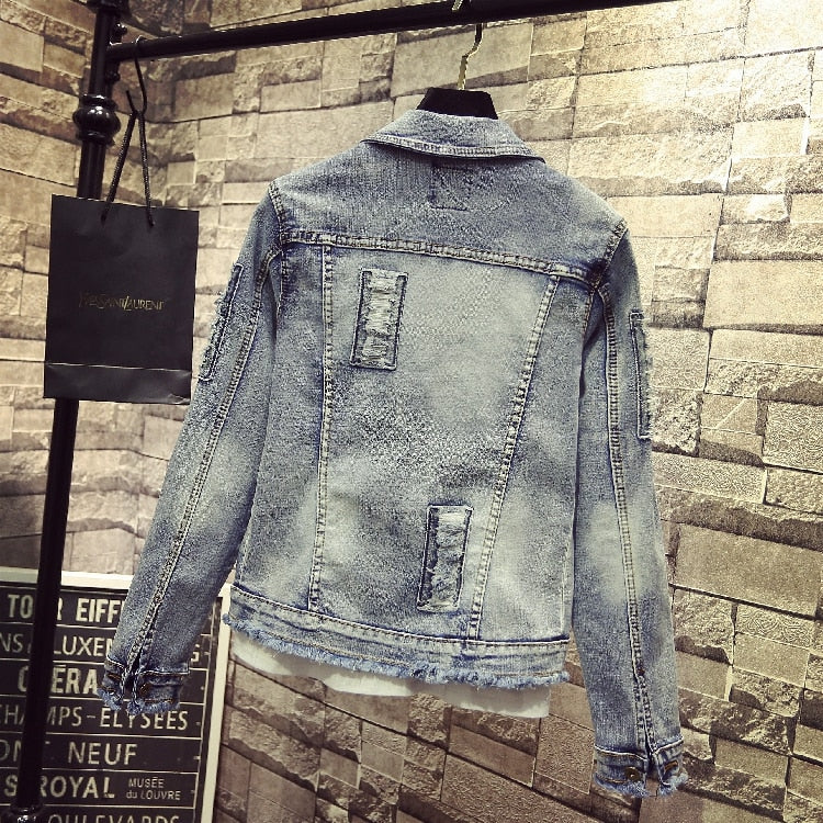 Veste Hippie Jean Fleuri Clair