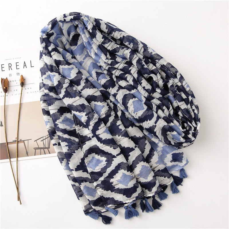 Chèche <br> Double Bleu Azur - boutique-hippie.fr
