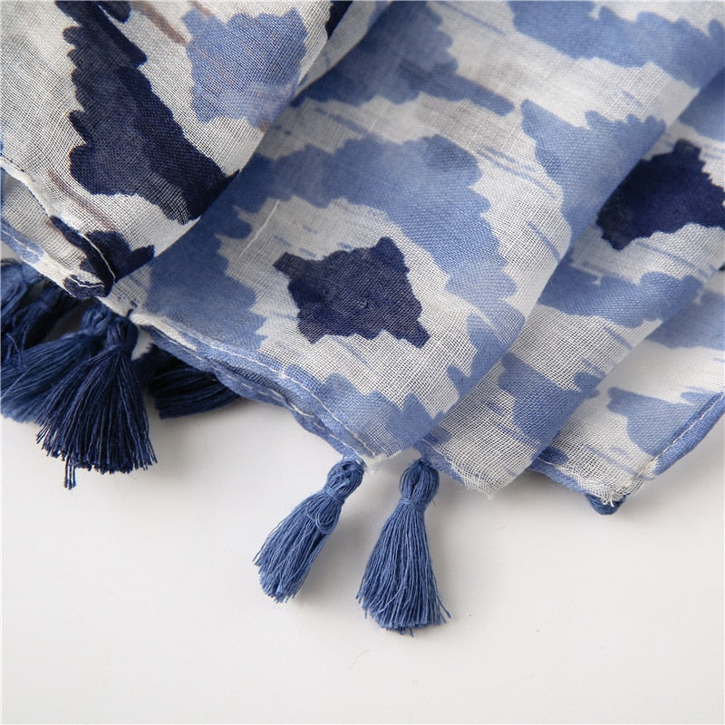 Chèche <br> Double Bleu Azur - boutique-hippie.fr