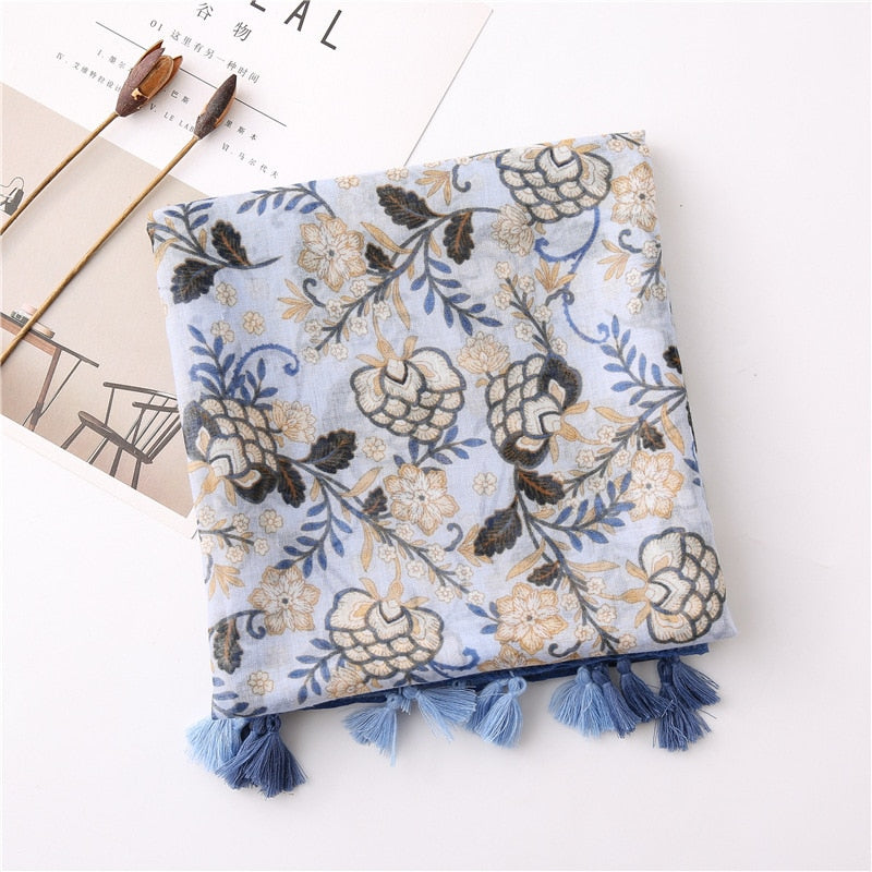 Chèche <br> Automnal Bleu - boutique-hippie.fr
