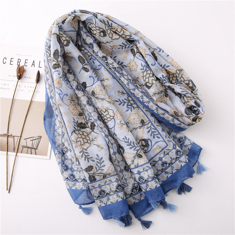 Chèche <br> Automnal Bleu - boutique-hippie.fr
