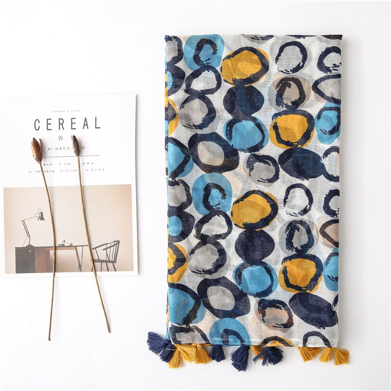 Chèche <br> Tacheté Bleu et Jaune - boutique-hippie.fr