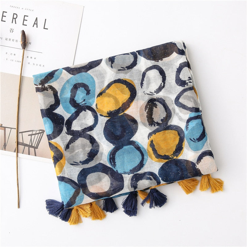 Chèche <br> Tacheté Bleu et Jaune - boutique-hippie.fr