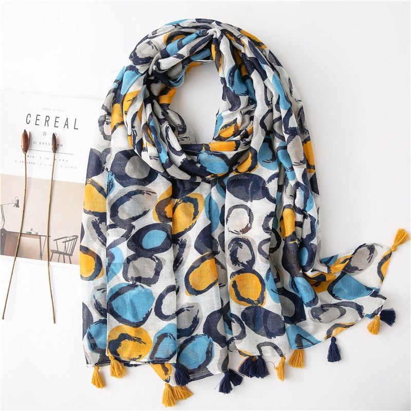 Chèche <br> Tacheté Bleu et Jaune - boutique-hippie.fr