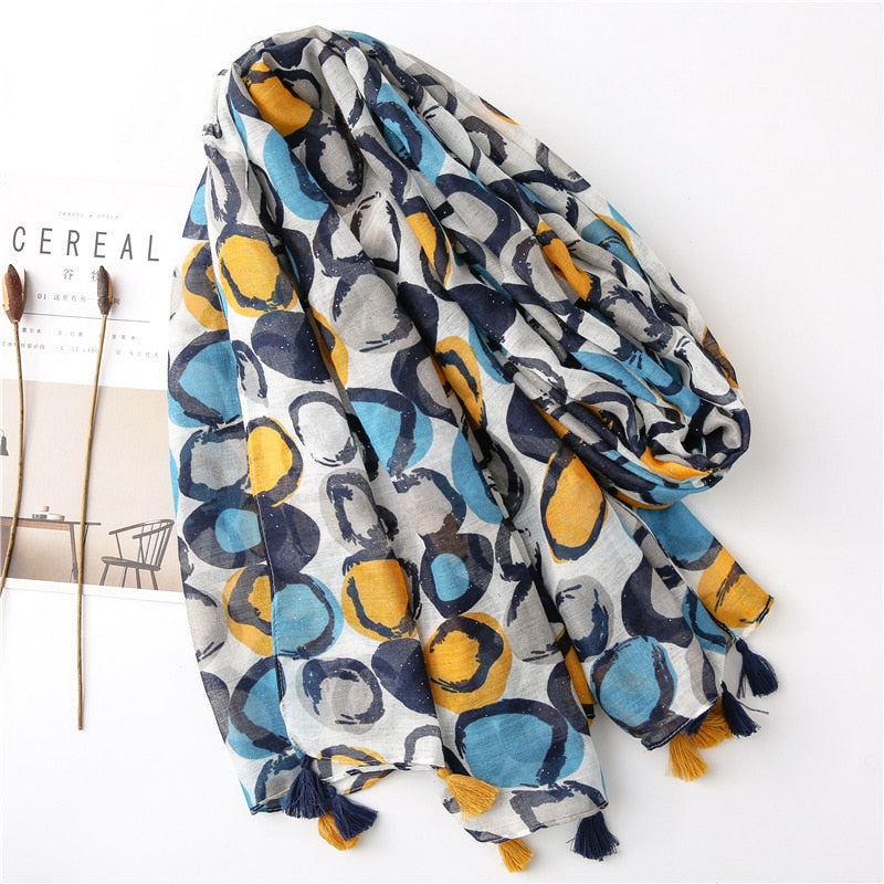 Chèche <br> Tacheté Bleu et Jaune - boutique-hippie.fr