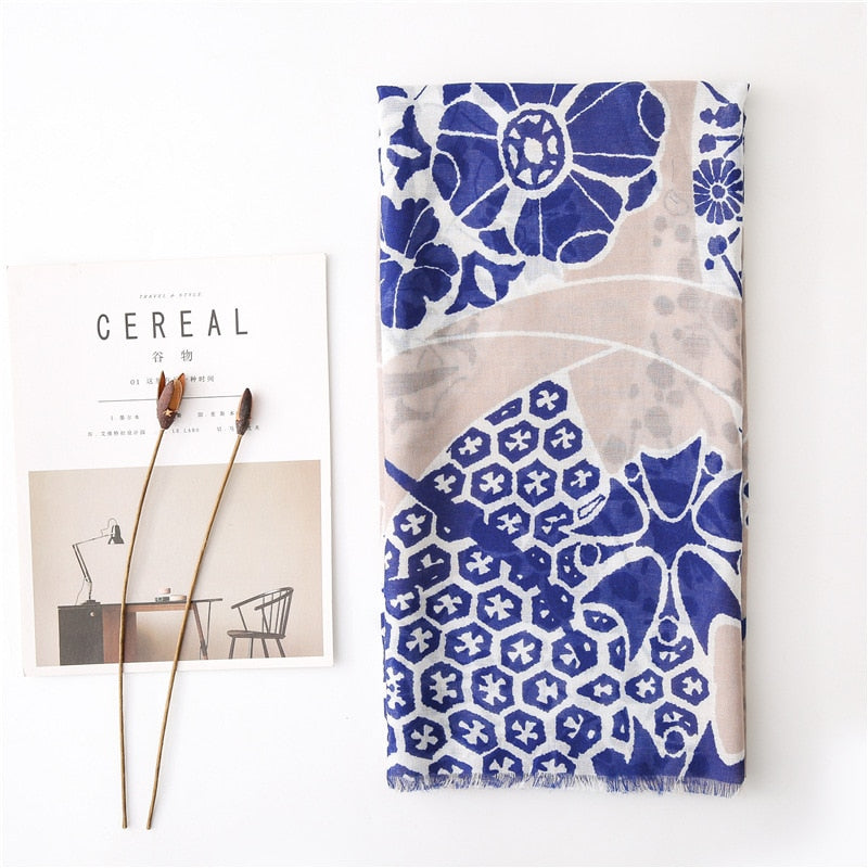 Chèche <br> Bleu Azur Texturé - boutique-hippie.fr