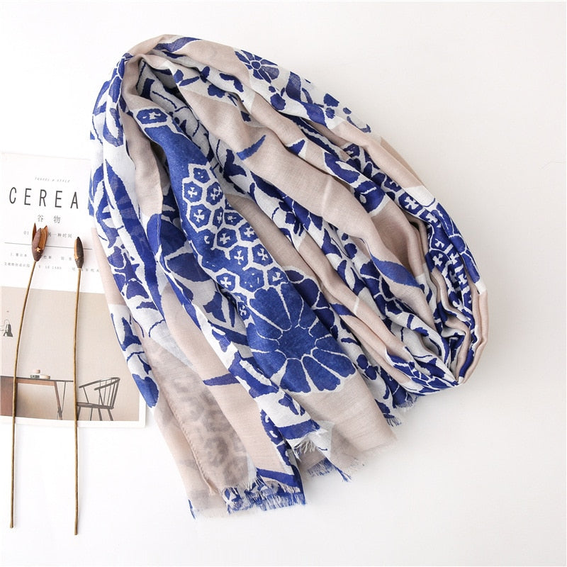 Chèche <br> Bleu Azur Texturé - boutique-hippie.fr