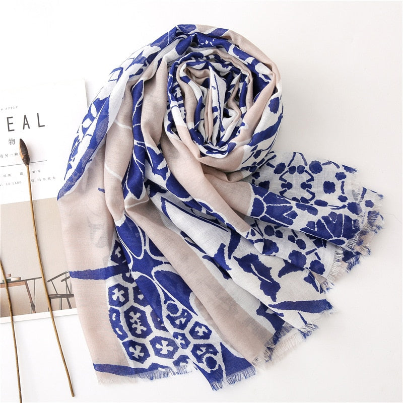 Chèche <br> Bleu Azur Texturé - boutique-hippie.fr