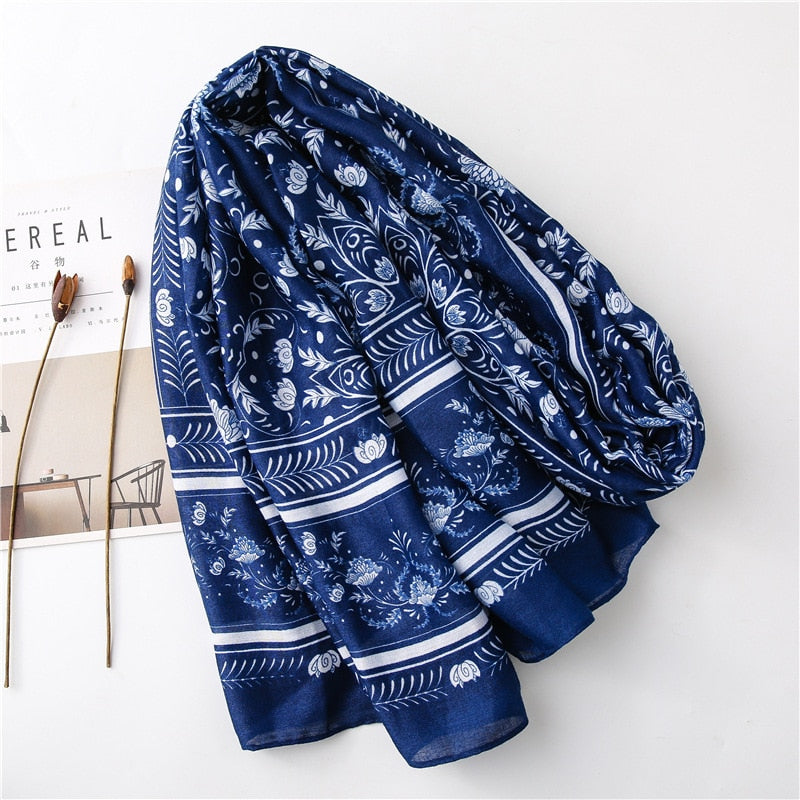 Chèche <br> Bleu Texturé - boutique-hippie.fr