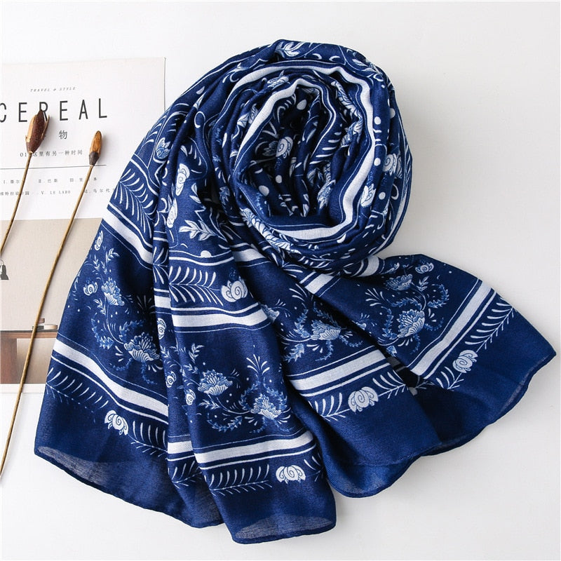 Chèche <br> Bleu Texturé - boutique-hippie.fr
