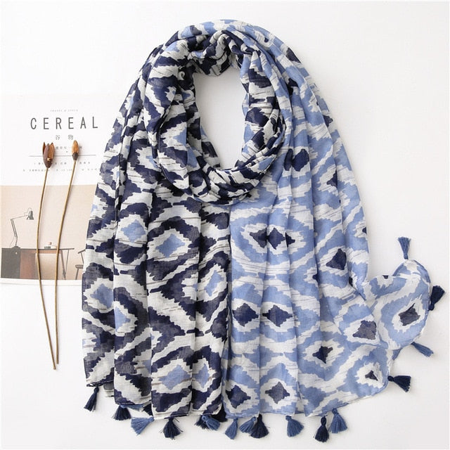 Chèche <br> Double Bleu Azur - boutique-hippie.fr