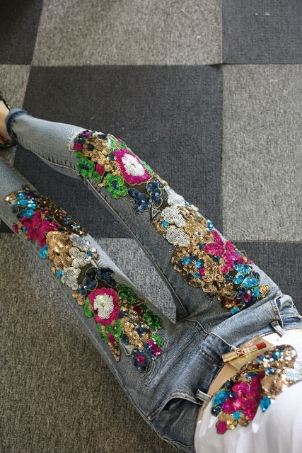 Jean Hippie Fleuri