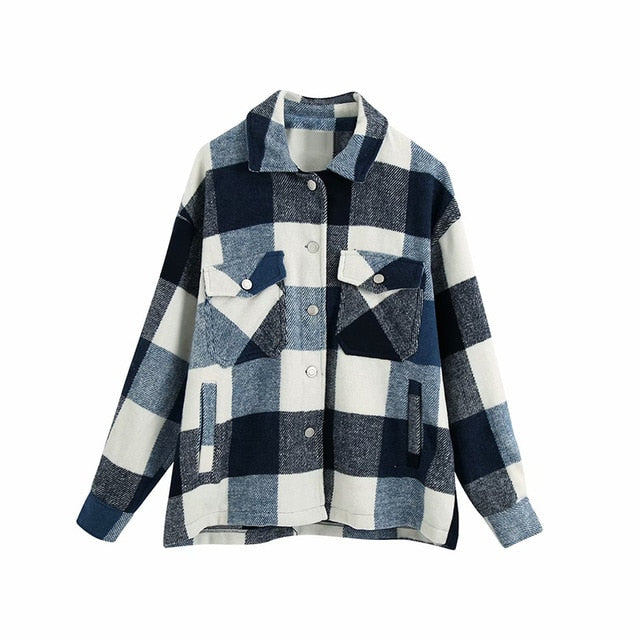 Veste Chemise Carreaux Bleus