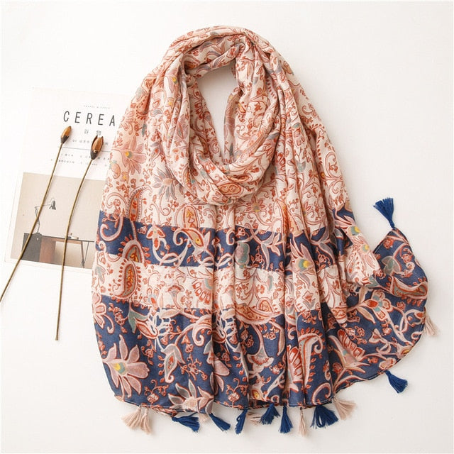 Chèche <br> Tamisé Rose et Bleu - boutique-hippie.fr