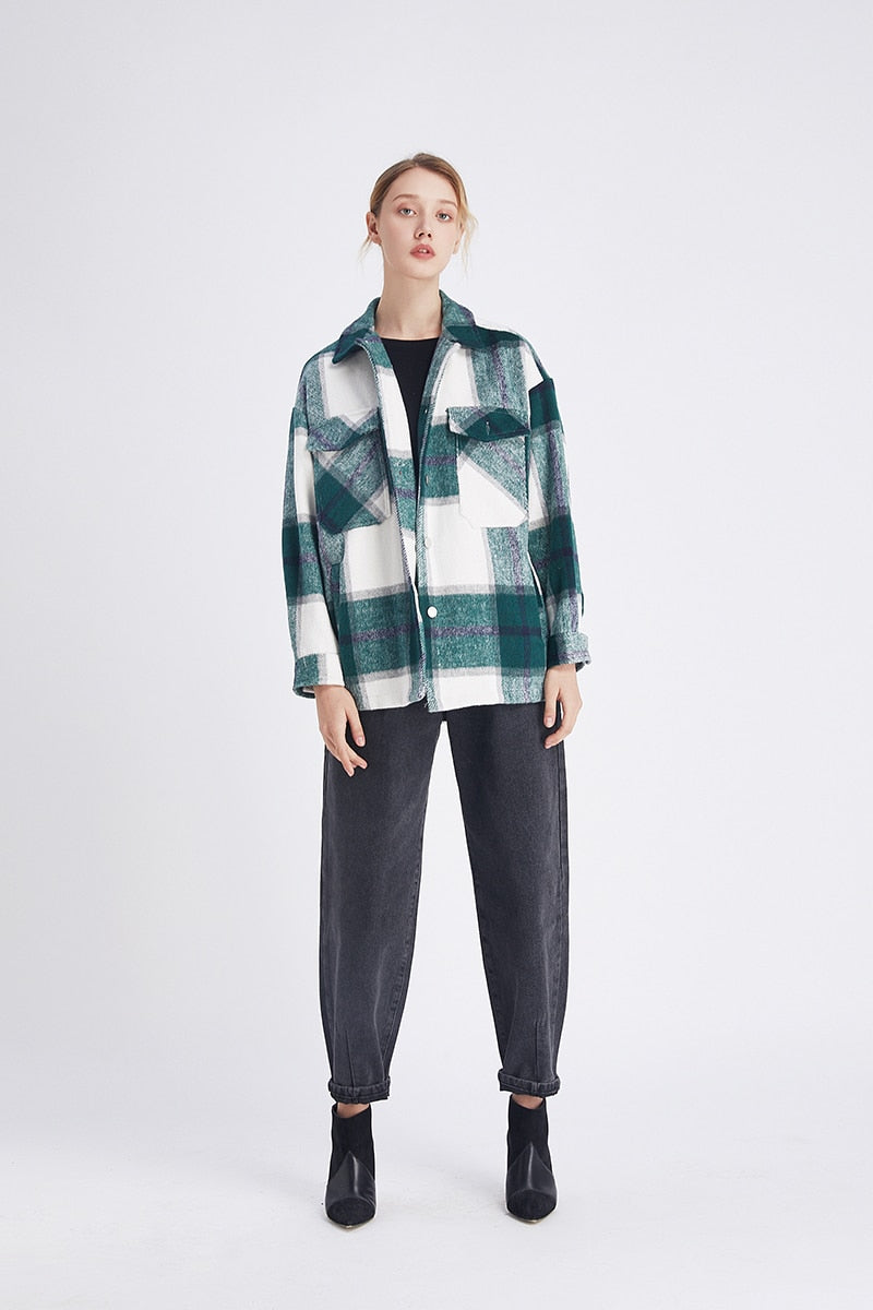 Veste Hippie Carreaux Vert Bleu