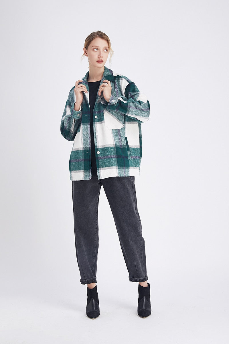 Veste Hippie Carreaux Vert Bleu