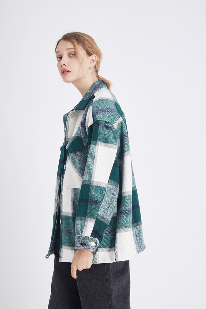 Veste Hippie Carreaux Vert Bleu