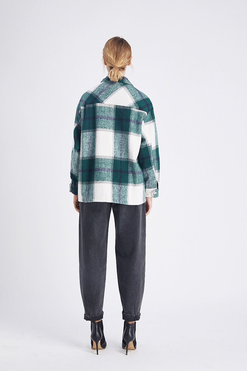 Veste Hippie Carreaux Vert Bleu