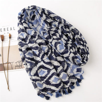 Chèche <br> Double Bleu Azur - boutique-hippie.fr