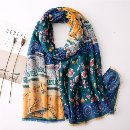 Chèche <br> Paysan Bleu - boutique-hippie.fr