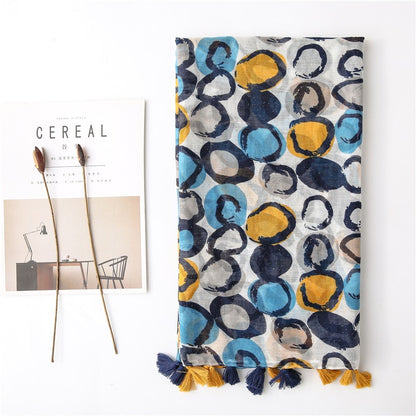 Chèche <br> Tacheté Bleu et Jaune - boutique-hippie.fr
