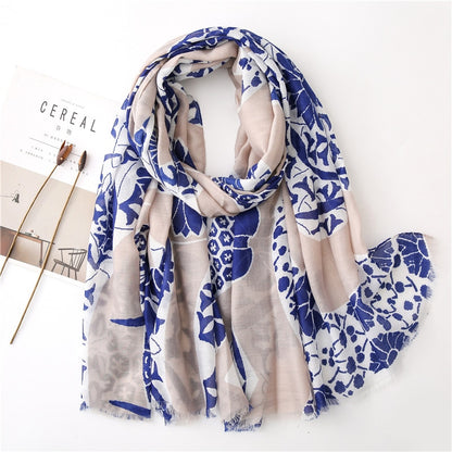 Chèche <br> Bleu Azur Texturé - boutique-hippie.fr