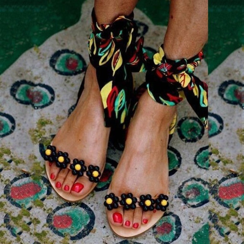 Sandale Hippie <br> Style Fleuri - boutique-hippie.fr