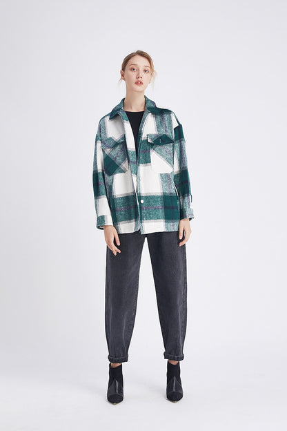 Veste Hippie Carreaux Vert Bleu